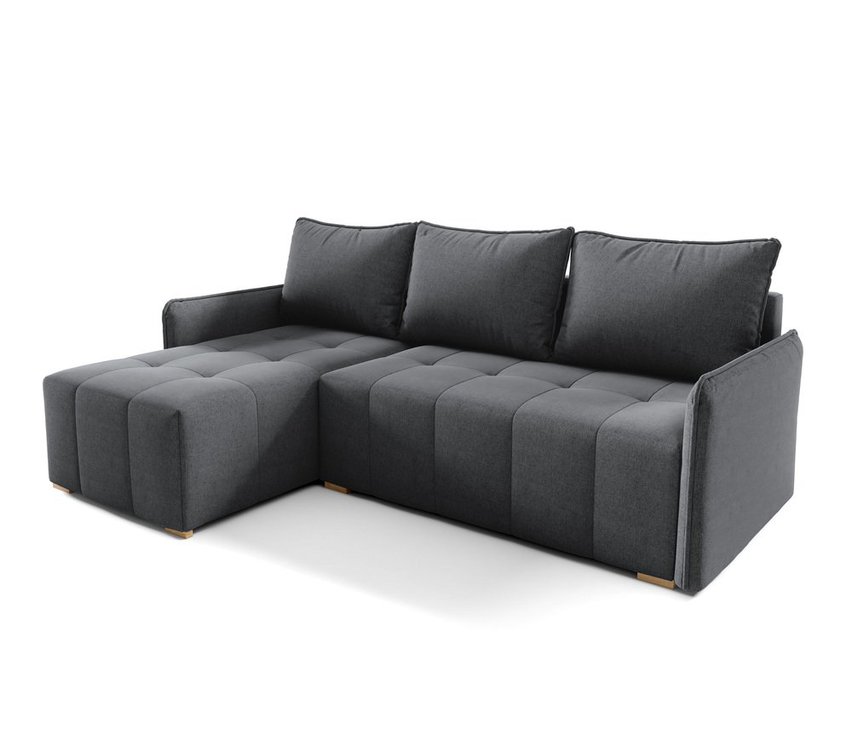 Corner sofa with sleeping function Grenada L-shaped with container Neve 97 braid left-hand side