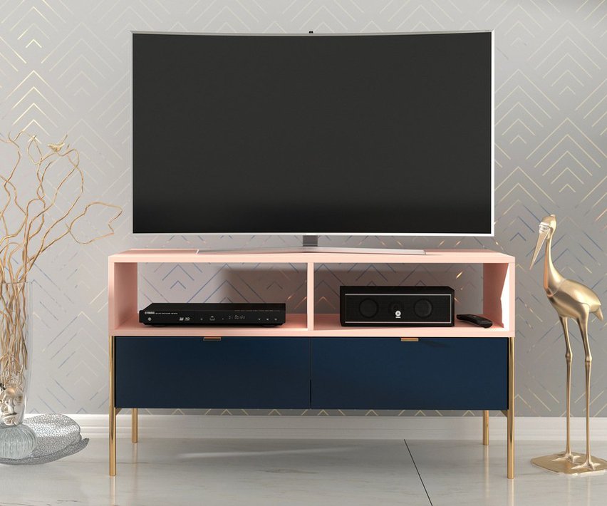 Lesari TV cabinet navy blue and pink