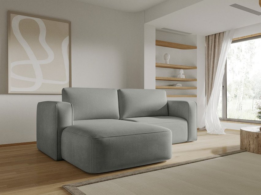 Bissari L-shaped left-hand corner sofa with sleeping function with Perla 30 corduroy container