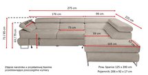 Corner sofa with sleeping function Zarano (Fabric: Element 06, Side: Right)