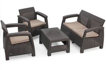 Corfu Keter four-seater garden set with a table, dark brown