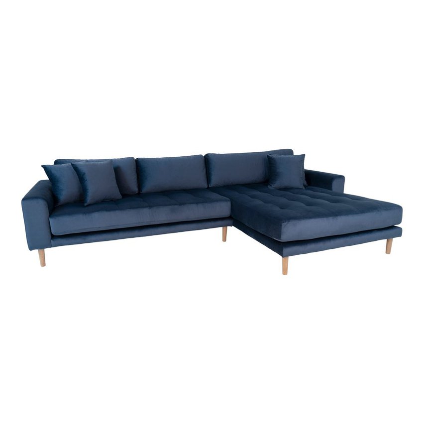 Corner sofa Dagmarri navy blue velvet right side