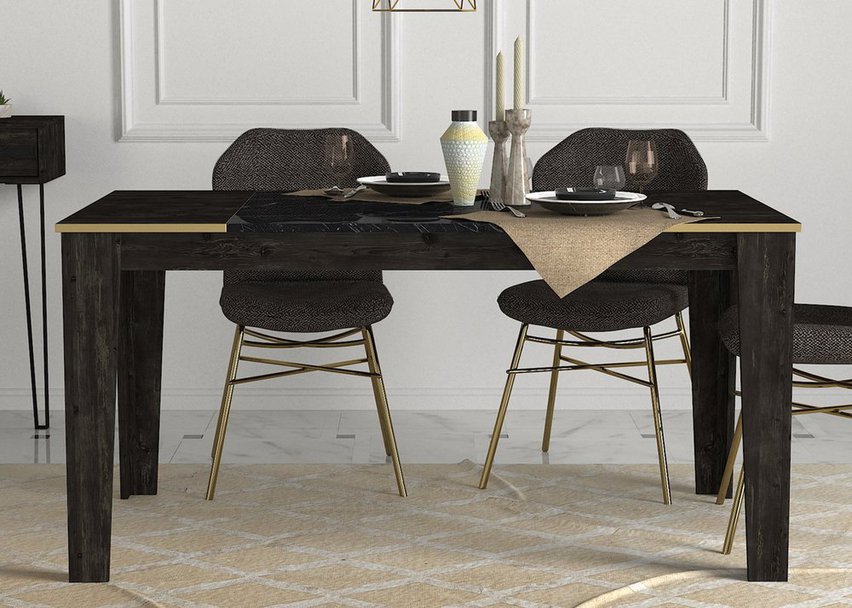 Chistled Dining Table 145x85cm Black