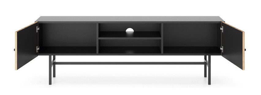 Divenos two-door TV cabinet with niches and slats 155 cmBlack