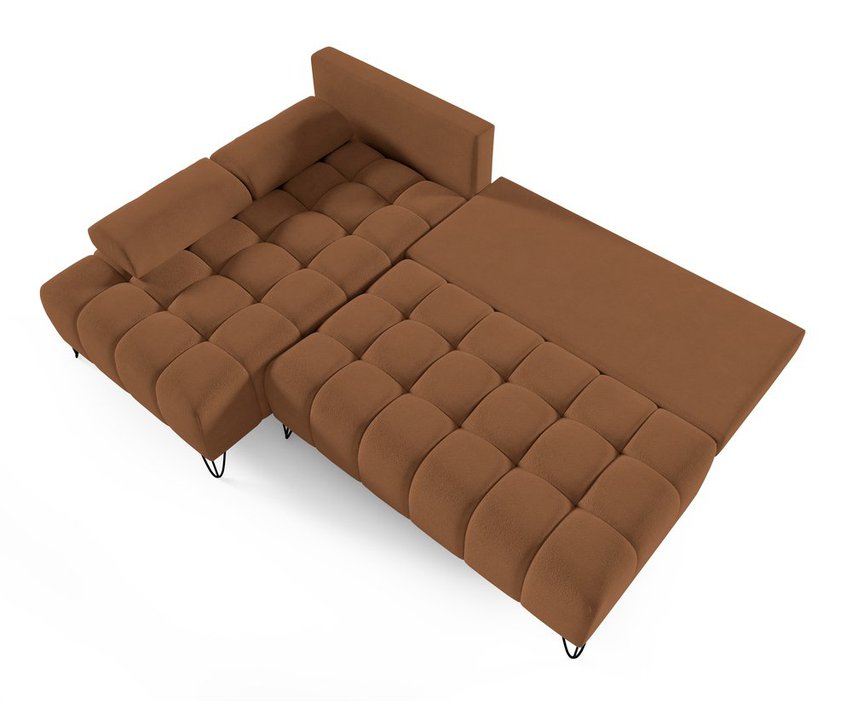 Bareli L-shaped Amon 24 corner sofa bed with storage, hydrophobic velvet, left-hand side