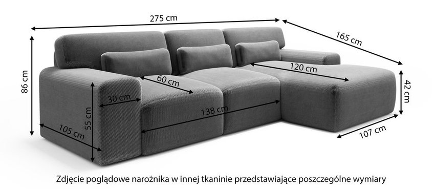 Modular corner sofa Ortimino L-shaped Onega 14 right-hand side