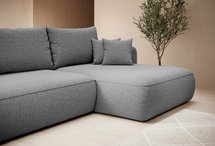 Foggi Melody 04 L-shaped corner sofa with sleeping function with right-hand chenille container