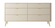 Oval chest of drawers with six drawers, 172 cm, Gray beige