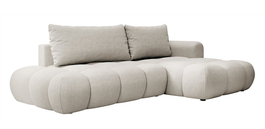 Ombo Storm 85 L-shaped corner sofa with sleeping function with a container in easy-to-clean braided fabric, right-hand side