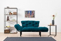 Anksum two-seater sofa, quilted, dark turquoise