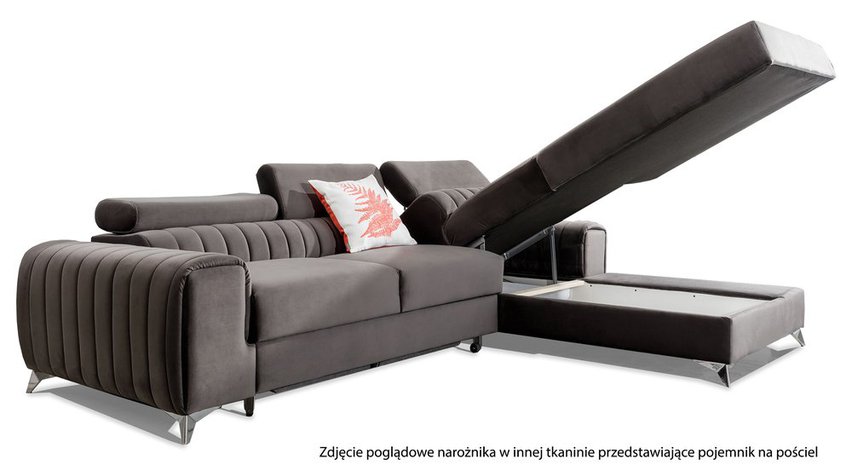 Corner sofa with sleeping function Lurighet L-shaped with container (Fabric: Velvetmat 10, Side: Right)