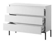 Bemmi White three-drawer chest of drawers with black legs