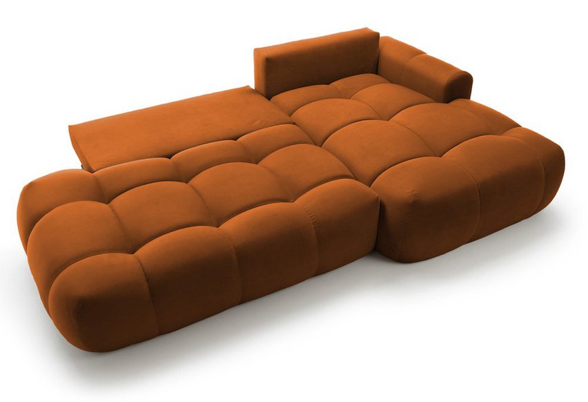 Ombo L-shaped corner sofa with sleeping function with container Salvador 14, hydrophobic velvet, right-hand side