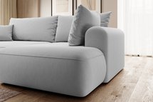 Ovo II L-shaped corner sofa with sleeping function Castel 80 with side and container, easy-to-clean velvet, right-hand