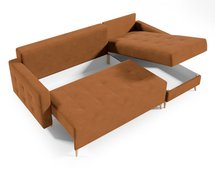 Corner sofa with sleeping function Halvad L-shaped Amon 24 with container hydrophobic velvet universal