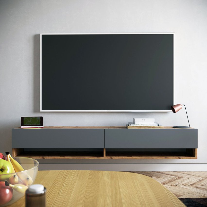 Reflo TV cabinet 31.6x180 cm anthracite/atlantic pine