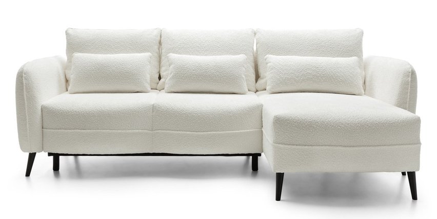 Eliano L-shaped corner sofa with sleeping function with Catch Me 01 boucle container, right-hand