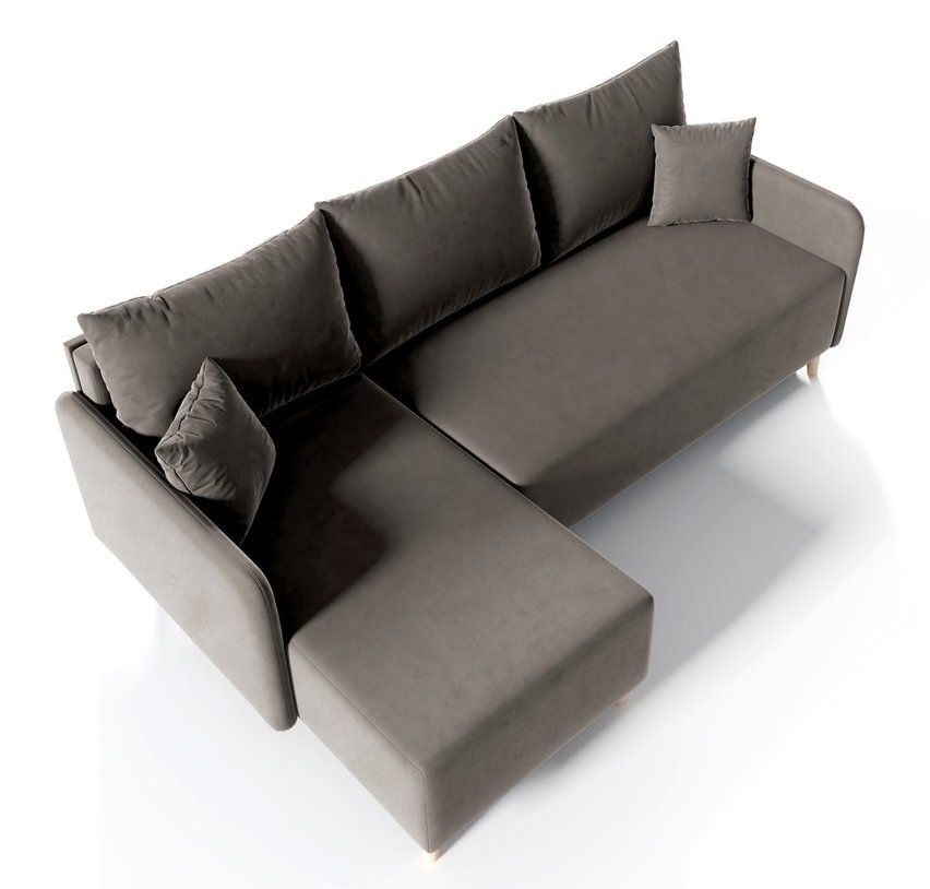 Corner sofa with sleeping function Dosso L-shaped Amon 16 with container hydrophobic velvet universal