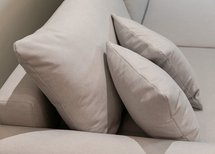 Ovo L-shaped corner sofa with sleeping function with a container in easy-to-clean fabric