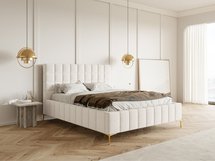 Upholstered bed 180x200 cm Szejlo with container, metal frame Raven 21 chenille