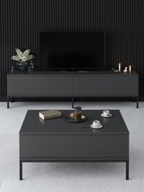 Ferrostis TV cabinet on black metal legs, graphite