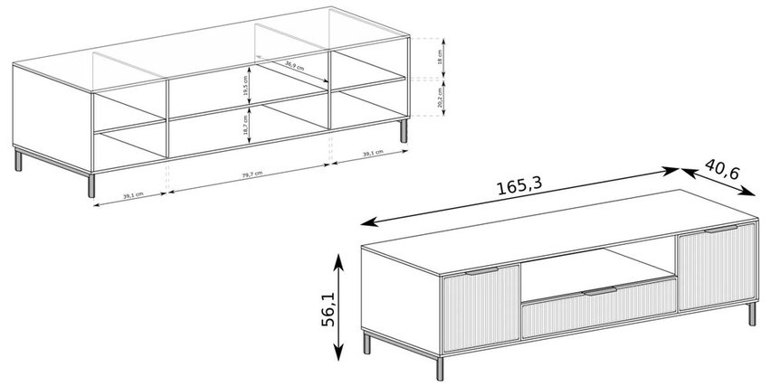 Passimo TV cabinet 165cm grey-beige