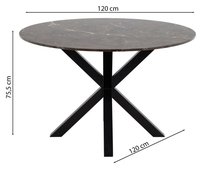 Kardema round dining table 120 cm brown marble on black legs