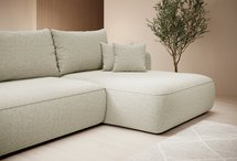 Foggi Melody 14 L-shaped corner sofa with sleeping function with right-hand chenille container