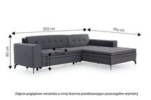 Corner sofa with sleeping function Silphion (Fabric: Monolith 37, Side: Left)