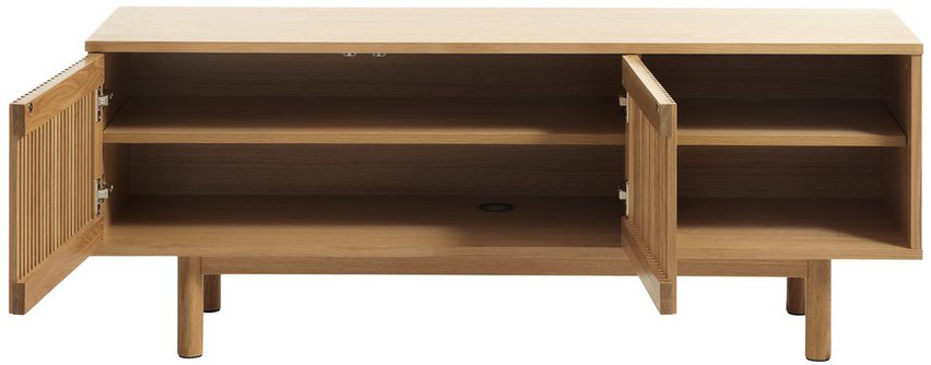 Bruzel TV cabinet 143 cm two-door lamellas natural oak