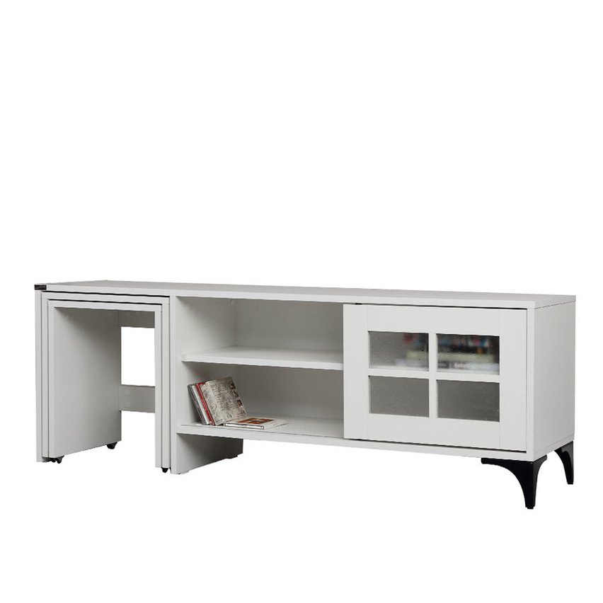 Hills TV cabinet 150 cm white with extendable tables