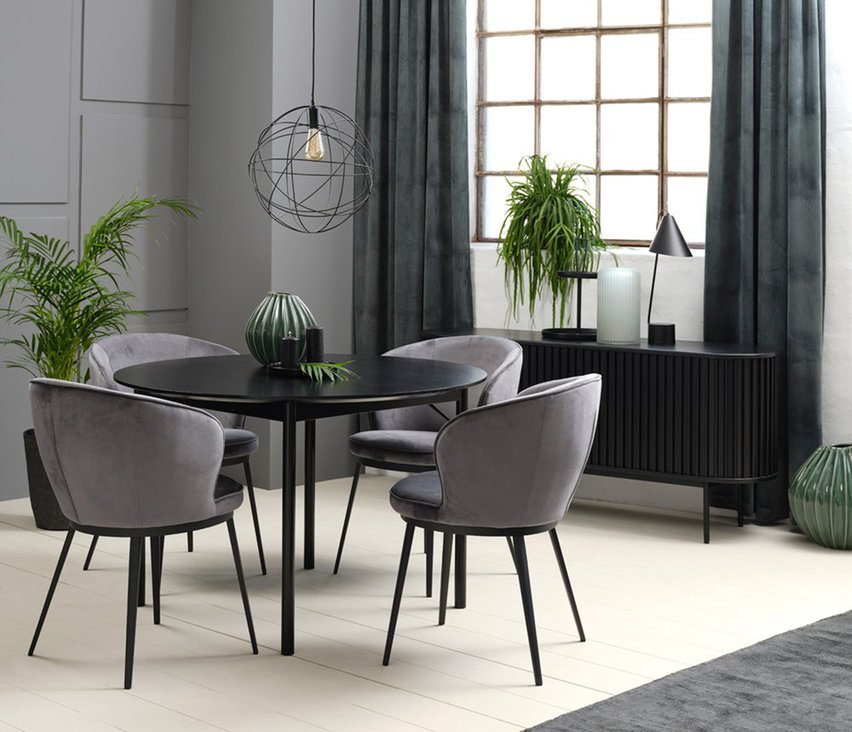 Savona dining table round top 120 cm black