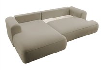 Ovo L-shaped corner sofa with sleeping function with a container in easy-to-clean fabric