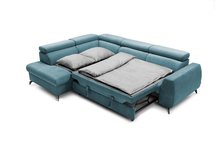 Hazryn L-shaped corner sofa bed with adjustable headrests and storage (Fabric: Cloud 75, Side: Left)