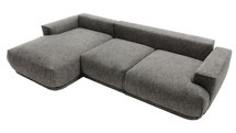 Divo L-shaped corner sofa with sleeping function, gray, hydrophobic braid, left-hand side