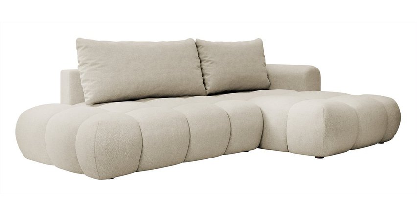 Ombo Storm 09 L-shaped corner sofa with sleeping function with a container in easy-to-clean braided fabric, right-hand side