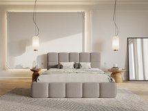 Upholstered bed 140x200 cm Cloudy with storage light gray Legend 03