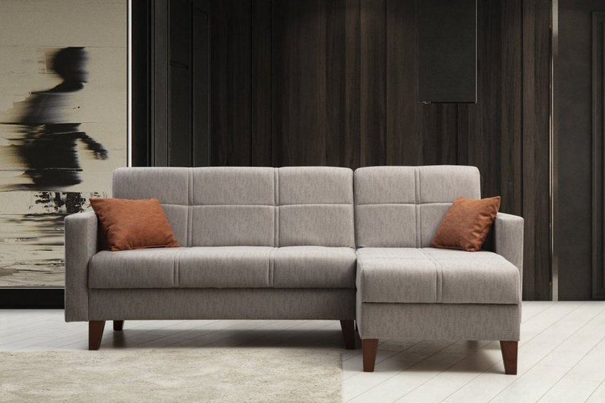 Corner sofa with sleeping function Desizes L-shaped right-hand side gray