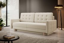 Verat three-seater sofa with storage, light beige velvet, easy to clean