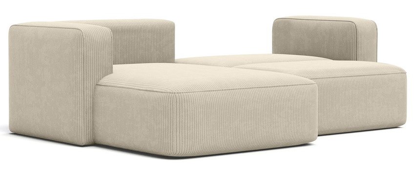 Bissari L-shaped left-hand corner sofa with sleeping function with Perla 15 corduroy container