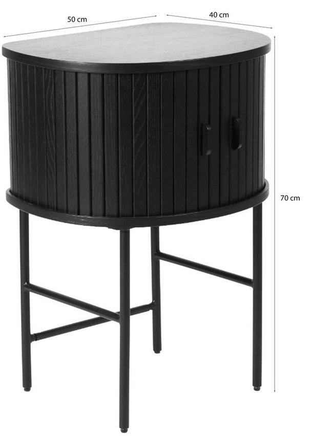 Table de chevet Gativel 50x70 cm lamelles chêne noir
