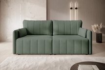 Pierre fold-out corner sofa with storage, light green, water-repellent velvet