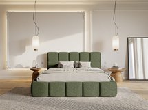 Upholstered bed 140x200 cm Cloudy with container olive Toronto 13