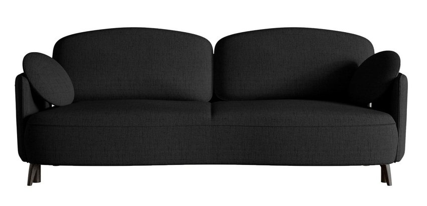 Raviolo three-seater sofa with Moly 99 container, hydrophobic chenille, black legs