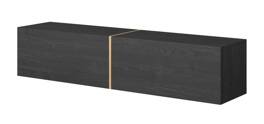 Bisira TV cabinet 140 cm Black ash with gold insert