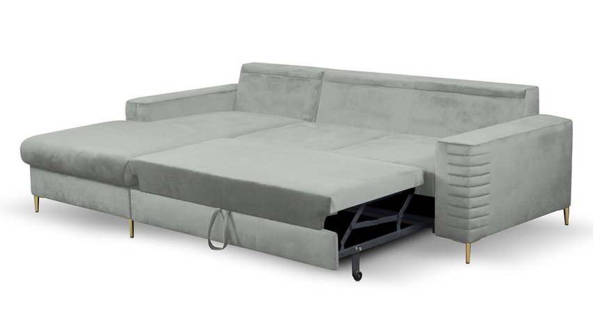 Buram L-shaped corner sofa bed with storage (Fabric: Velluto 15, Side: Left)