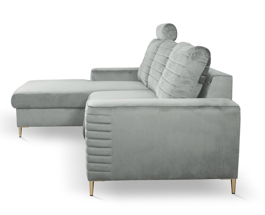 Buram L-shaped corner sofa bed with storage (Fabric: Velluto 15, Side: Left)