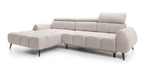 Perre L-shaped corner sofa bed with electrically extendable seat and adjustable headrest (Fabric: Castel 03, Side: Left)