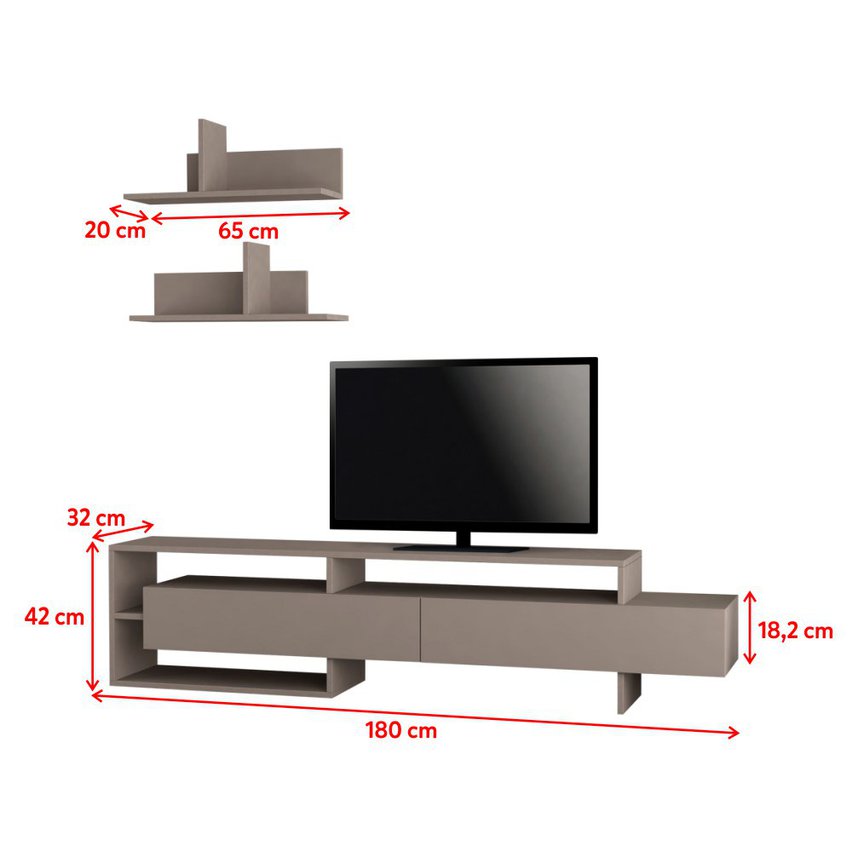 Lotero mocca TV cabinet with two wall shelves