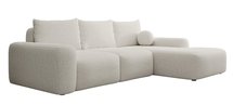 Carnos L-shaped corner sofa with sleeping function, with a ball, single Moly 02 pillows, right-handed hydrophobic chenille